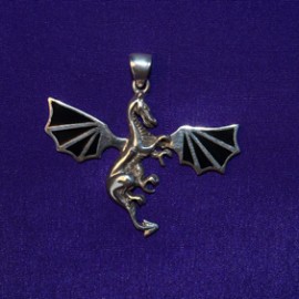 SilverDragon pendant with black enamel